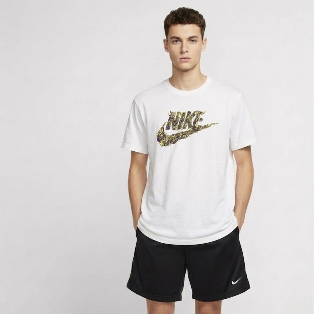 Nike White Short Sleeve Tee with bold Nike logo.
